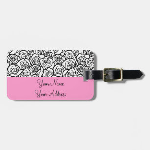 Girly Vintage zwarte en witte rozen Bagagelabel