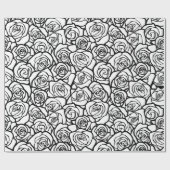 Girly Vintage zwarte en witte rozen Cadeaupapier (Vlak)