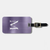 Girly Violet Geborsteld Metalen Script Monogram Gl Bagagelabel (Voorkant horizontaal)