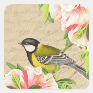 Girly vogel en bloem sticker