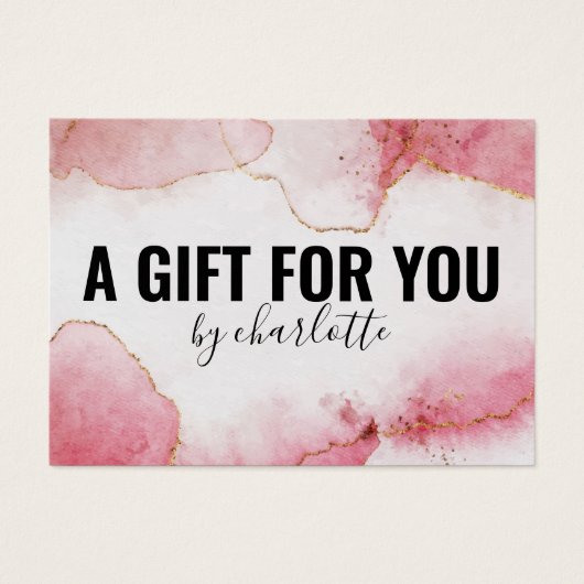 Girly Watercolor Pink Gold Certificat cadeau (Devant)