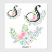 Girly Waterverf Bloemenbrief S Sticker (Vel)
