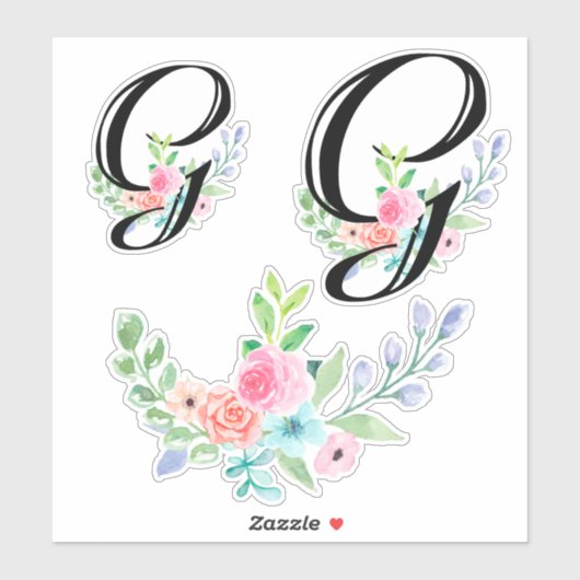 Girly Waterverf Bloemenletter G Sticker (Vel)