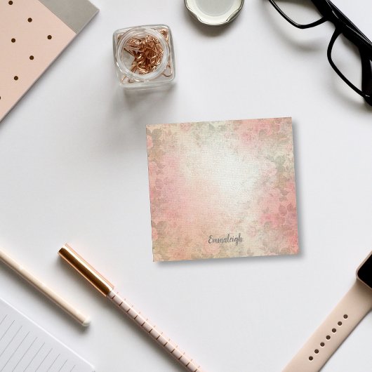 Girly Waterverf bloemenmonogram | Roze en groen Post-it® Notes