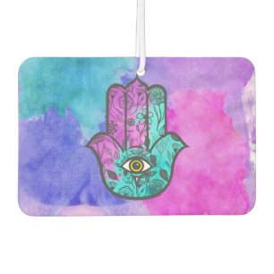 Girly Waterverf Bloemenprint Hamsa Hand van Fatima Luchtverfrisser