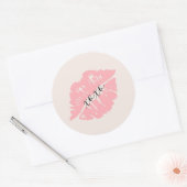 Girly waterverf Blush Pink Lips XOXO Personized Ronde Sticker (Envelop)