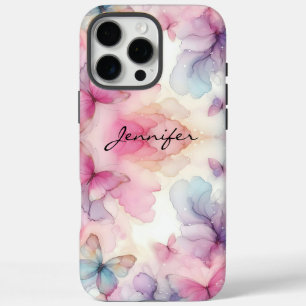 Girly Waterverf Butterfly iPhone 16 Pro Max Hoesje