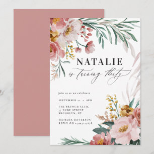 Girly waterverf floral 30th verjaardag roze blauw