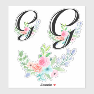 Girly Waterverf Floral Letter G Sticker