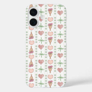 Girly waterverf harten en bloemen Wit Roze iPhone 16 Hoesje