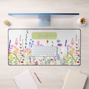 Girly Waterverf Kleurrijke Wildflower Gepersonalis Bureaumat