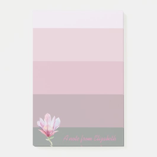 Girly Waterverf Magnolia op Stripes-Personalized Post-it® Notes (Voorkant)
