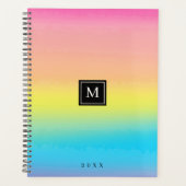 Girly Waterverf Rainbow Monogram School Planner (Voorkant)