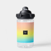 Girly Waterverf Rainbow Monogram School Waterfles (Achterkant)