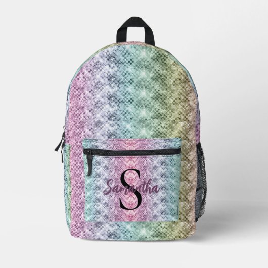 Girly Waterverf regenboogpatroon monogram Bedrukte Rugzak (Voorkant)