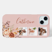 Girly Waterverf Rozen 3-foto & naam Case-Mate iPhone Case (Achterkant (horizontaal))
