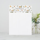 Girly Waterverf Tangerine Citrus Boho | Monogram Briefhoofd (Staand voorkant)