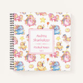 Girly Whimsical Unicorns Monogrammed Scheduler | Notitieboek (Voorkant)