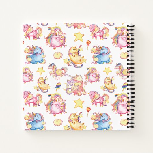 Girly Whimsical Unicorns Monogrammed Scheduler | Notitieboek (Achterkant)