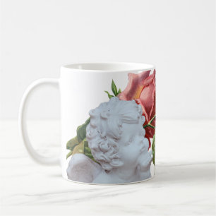 Girly White Angel Beeld Mok Roze Bloemen