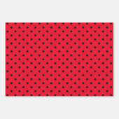 Girly White Black en Bright Red Polka Dot Mix Inpakpapier Vel (Voorkant 3)