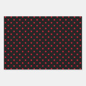 Girly White Black en Bright Red Polka Dot Mix Inpakpapier Vel (Voorkant 2)