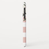 Girly White Floral Roze Gestreept Ingelijst Monogr Case-Mate iPhone Case (Achterkant/links)