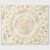 Girly White Gold Mandala Floral Cadeaupapier (Vlak)