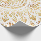 Girly White Gold Mandala Floral Cadeaupapier (Hoek)