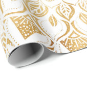 Girly White Gold Mandala Floral Cadeaupapier (Rol Hoek)