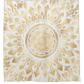 Girly White Gold Mandala Floral Douchegordijn (Voorkant)