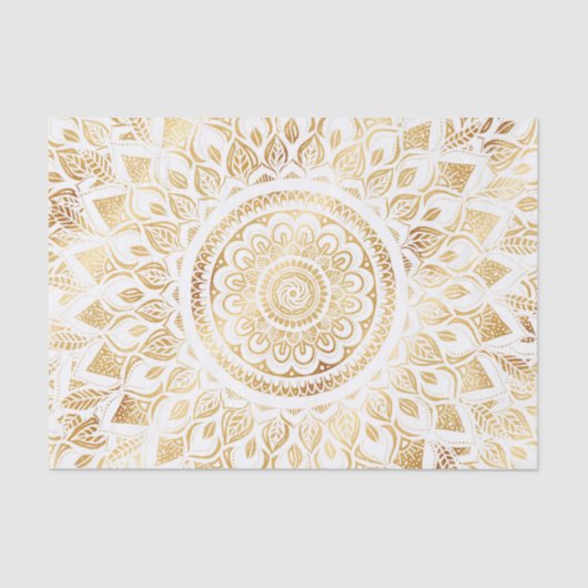 Girly White Gold Mandala Floral Tissuepapier (Voorkant)