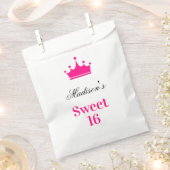 Girly White Hot Pink Sweet 16 Princess Crown Name Bedankzakje (Geknipt)