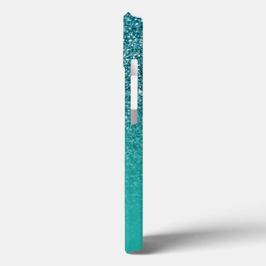 Girly White Personalized Turquoise Ombre Glitter Case-Mate iPhone Case (Achterkant / Links)