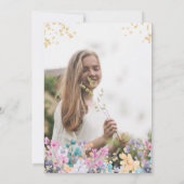 Girly wilde bloemen bloemengoud script lief 16 kaart (Achterkant)