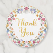 Girly Wildflower Garden Baby in Bloom Dank je Bedankjes Labels (Achterkant)