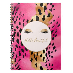Girly Wimpers Roze Glam Goud Glitters Luipaard Notitieboek