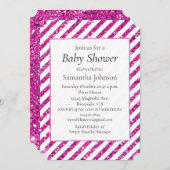 Girly Wit Roze Glitter Strepen Kaart (Voorkant / Achterkant)