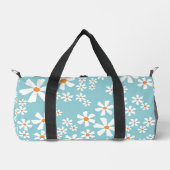 Girly witte madeliefjes op lichte turquoise achter plunjezak (Voorkant)
