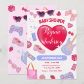 Girly y2k-Baby shower Kaart (Voorkant / Achterkant)