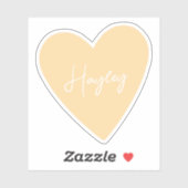 Girly Yellow Heart Sticker met naam (Vel)