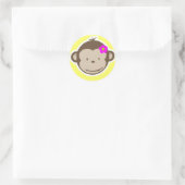 Girly Yellow Monkey Ronde Sticker (Tas)