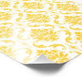 Girly Yellow White  Damask Pattern Foto Afdruk (Hoek)