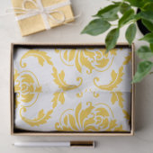 Girly Yellow White Damask Pattern Tissuepapier (Geschenk)