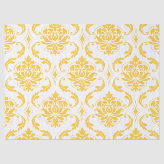 Girly Yellow White  Damask Pattern Tissuepapier (Voorkant)