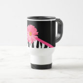 Girly Zebra Pattern Cute Pink Daisy met naam Reisbeker (Voorkant rechts)