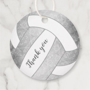 Girly zilver grijs volleybal dank u bedankjes labels