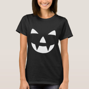 Girly Zwart en wit Pompoen Gezicht Halloween T-shirt