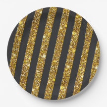 Girly Zwart Goud Glitter Sparkles Stripe Patroon