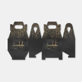 Girly Zwart Goud Sparkle Glitter Monogram Naam Bedankdoosjes (Uitgevouwen)